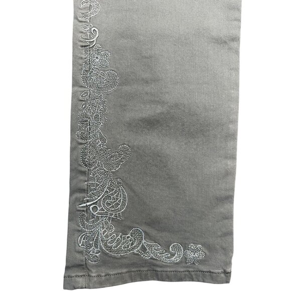 Soft‎ Surroundings Jeans Green Embroidered Size 8 TALL Stretch Boho Western - Picture 5 of 8